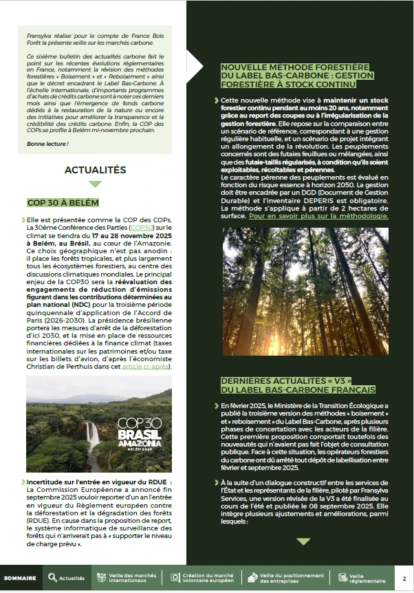 Dernier bulletin Fransylva Services